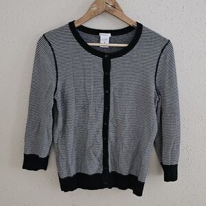 Old Navy Women's Black and White Striped Cardigan